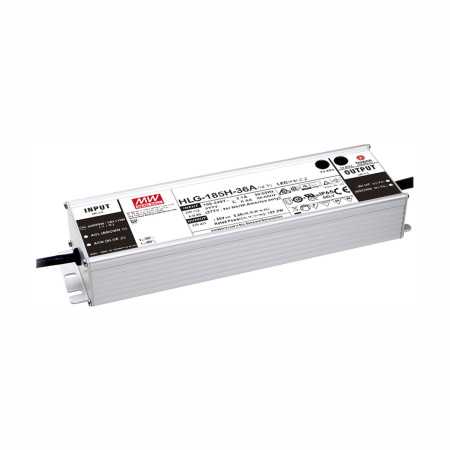 HLG-185H-24AB LED driver, IP65 187W, 24V, 7.8A CV+CC dimmable, MEAN WELL