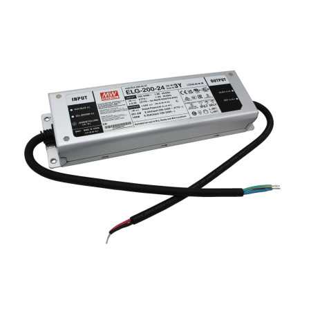 ELG-200-24AB-3Y Led driver, IP65 201,6W, 24V, 8,4A CV+CC dimmable + PE, MEAN WELL