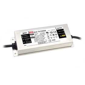 ELG-75-C700B-3Y Led driver, IP67 74.9W, 53-107V, 700mA CC dimmable+PE, MEAN WELL