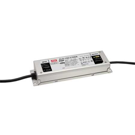 ELG-150-C700B-3Y Led driver, IP67 149W, 107-214V, 700mA CC dimmable+PE, MEAN WELL