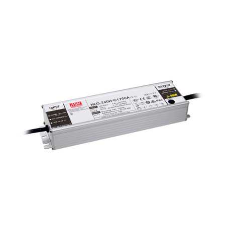 HLG-240H-C1050AB LED driver, IP65 249.9W, 119-238V, 1050mA CC dimmable, MEAN WELL