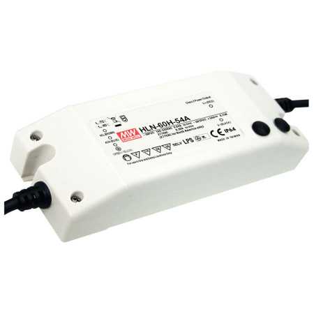 HLN-60H-54A Led driver, IP64 62W, 54V, 1.15A CV+CC, MEAN WELL