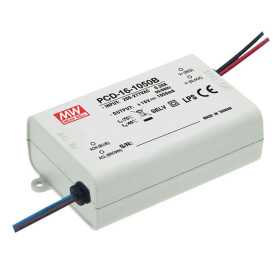 PCD-16-1050B Led driver, Class2 16W, 12-16V, 1050mA CC dimmable, MEAN WELL