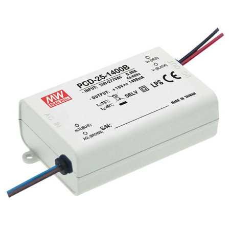 PCD-25-1050B Led driver, Class2 25W, 16-24V, 1050mA CC dimmable, MEAN WELL