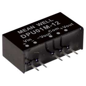 DPU01L-15 DC/DC converter 4.5-5.5V:+/-15V 33mA 1W, MEAN WELL