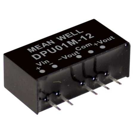 DPU01L-15 DC/DC converter 4.5-5.5V:+/-15V 33mA 1W, MEAN WELL