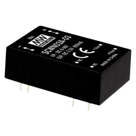 SCWN03A-05 DC/DC converter 9-18V:+5V 600mA 3W, MEAN WELL