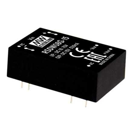 RSDW08F-15 DC/DC Converter 9-36V:+15V 530mA 8W, MEAN WELL