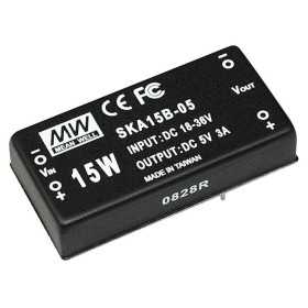 SKA15B-5 DC/DC Converter 18-36V:+5V 3000mA 15W, MEAN WELL