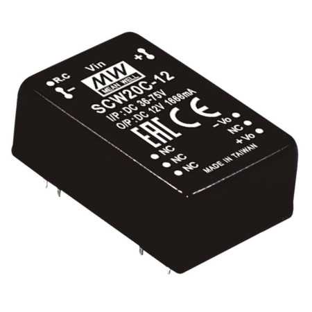 SCW20B-15 DC/DC Converter 18-36V:+15V 1333mA 20W, MEAN WELL
