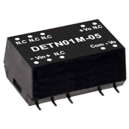 DETN02L-15 SMD DC/DC converter 5:+/-15V +/-67mA, MEAN WELL
