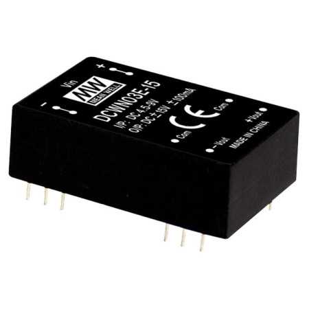 DLC03A-12 DC/DC converter 9-18V:+/-12V 125mA 3W, MEAN WELL