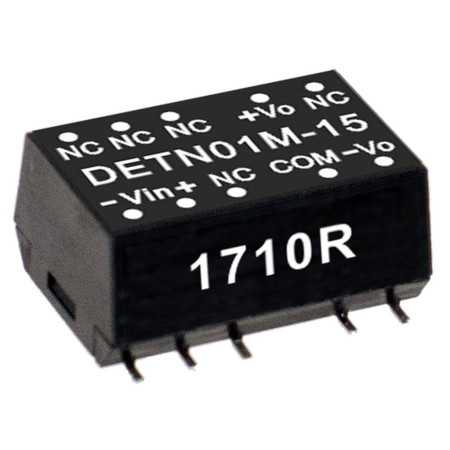 DETN01M-15 SMD DC/DC converter 12:+/-15+/-34mA, MEAN WELL