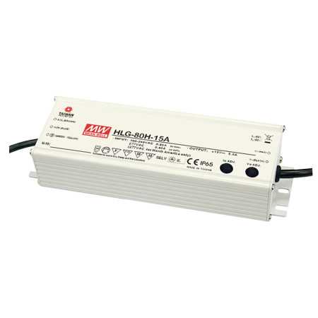 HLG-80H-12A LED driver, IP65 60W, 12V, 5A CV+CC, MEAN WELL - BiF Electronic