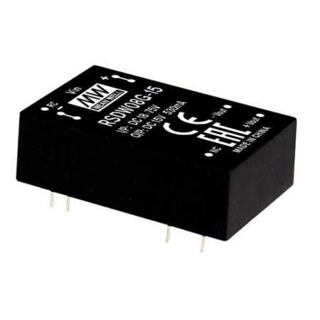 RSDW08G-12 DC/DC Converter 18-75V:+12V 666mA 8W, MEAN WELL - BiF Electronic