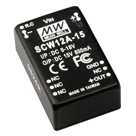 SCW12B-05 DC/DC Converter 18-36V:+5V 2400mA 12W, MEAN WELL - BiF Electronic