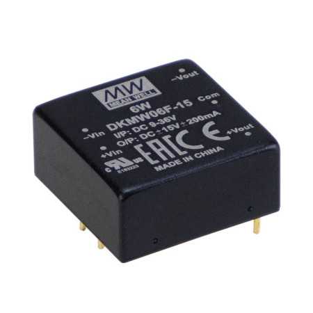 DKMW06F-24 DC/DC Converter 9-36V:±24V ±0.125A 6W, MEAN WELL - BiF Electronic