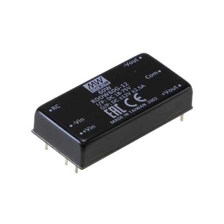 RDDW60F-12 DC/DC Converter 9-36V:+-12V +-2.5A 60W, MEAN WELL - BiF Electronic