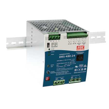 DRS-480-48 Switching Power Supply, DIN Rail, 480W, 48V, 7.7A - BiF Electronic