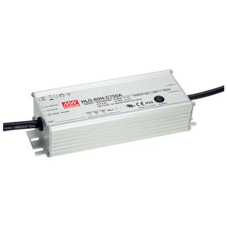 HLG-60H-C350AB LED driver, IP65 70W, 100-200V, 350mA CC dimmable, MEAN WELL