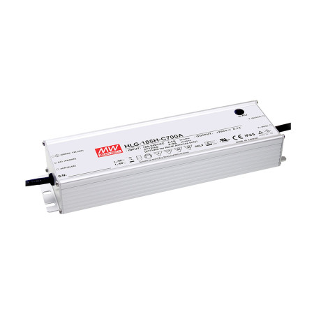 HLG-185H-C700A LED driver, IP65 200W, 143-286V, 700mA CC, MEAN WELL