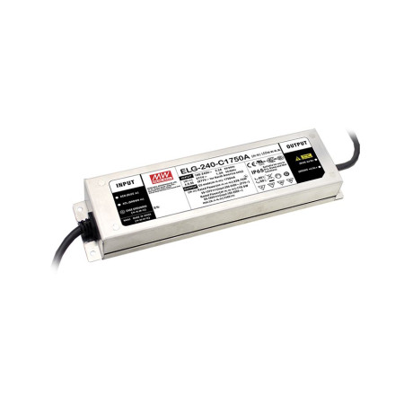 ELG-240-C2100AB-3Y Led driver, IP65 241,5W, 57-115V, 2100mA CC dim+PE, MEAN WELL
