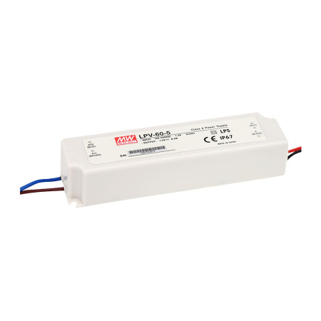 LPV-60-12, driver LED, Classe 2, 60 W, 12 V, 5 A CV, MEAN WELL