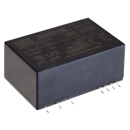 IRM-03-24S Alimentation à découpage, module, 3 W, 24 V, 0,125 A SMD, MEAN WELL