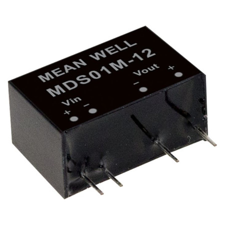 MDS01N-12 DC/DC Converter 24:12V 84mA 1W, MEAN WELL