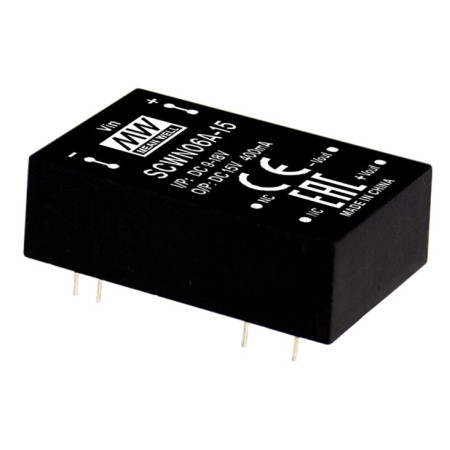 SCWN06B-12 DC/DC Converter 18-36V:+12V 500mA 6W, MEAN WELL