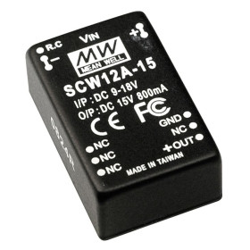 SCW12C-15 DC/DC Converter 36-72V:+15V 800mA 12W, MEAN WELL