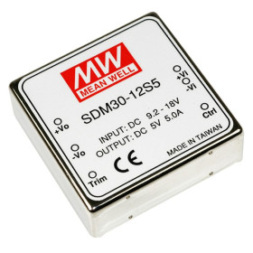 Convertisseur CC/CC SDM30-12S5 9-18 V : +5 V, 5 A, 25 W, MEAN WELL