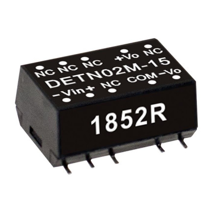 Convertisseur CC/CC SMD DETN02L-15, 5 : ±15 V, ±67 mA, MEAN WELL