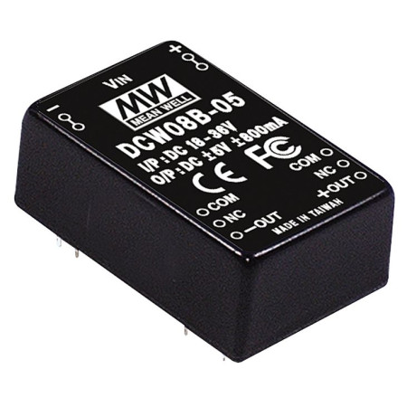 Convertisseur CC/CC DCW08C-15 36-72 V : ±15 V, 267 mA, 8 W, MEAN WELL
