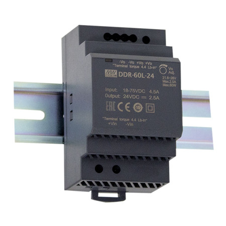Convertisseur CC/CC DDR-60L-5 18-75 V : 5 V, 12 A, 60 W, MEAN WELL