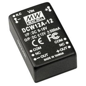 Convertisseur CC/CC DCW12C-15 36-72 V : ±15 V, 400 mA, 12 W, MEAN WELL