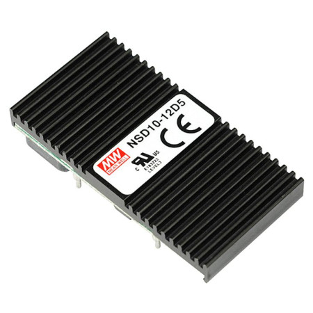 Convertisseur CC/CC NSD10-48S15 22-72 V : +15 V 670 mA, MEAN WELL