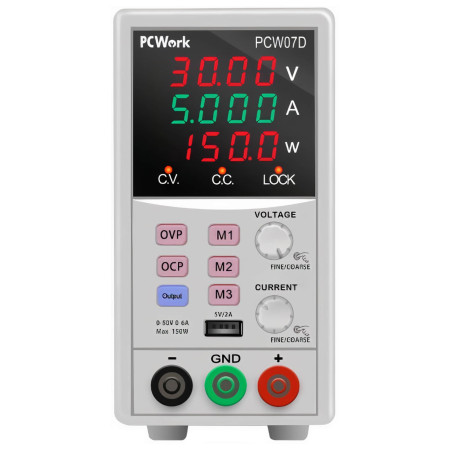 Alimentation à découpage de laboratoire PCW07D, courant continu, 0-50 V, 0-6 A