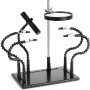 ZD-11P-1 Support pour circuits imprimés « Helping Hand » à 4 bras flexibles avec lampe LED et loupe