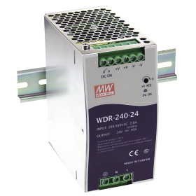 WDR-240-24 DIN rail power supply, 240W, 24V, 10A, MEAN WELL