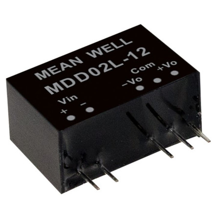 MDD02L-12 DC/DC Converter 5:12V 83mA 2W, MEAN WELL