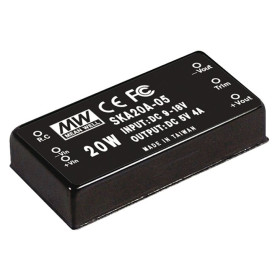 Convertisseur CC/CC SKA20A-05 9-18 V : +5 V, 4 000 mA, 20 W, MEAN WELL