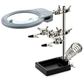ZD-10M helping third hand, glass magnifier, soldering iron holder, LED