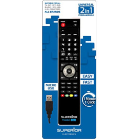 Télécommande universelle SUPERIOR Freedom 2:1 avec port micro-USB (SUPTUB002), noire