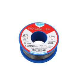 18640720 Felder solder wire, leaded, Sn60Pb39Cu1, 0.75mm, 250g, roll