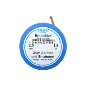 27162500 Felder desoldering braid, 2.5 mm, 1.6 m, flux soaked, copper