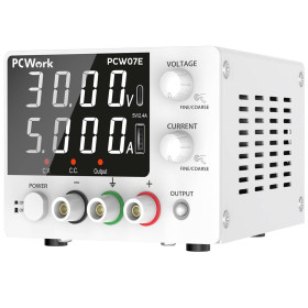 PCWork PCW07E Lab Power Supply 0-30V / 5A DC - 150W Adjustable Bench Power Supply with USB - Type-C