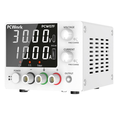 PCW07F Lab Power Supply 0-30V / 10A DC - 300W Adjustable Bench Power Supply with USB - Type-C