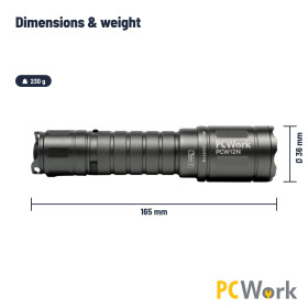 PCWork PCW12N Professional LED Flashlight 1250 lm 21700 USB-C