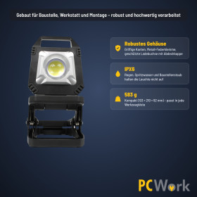 PCWork Professional LED Work Light PCW12P – 1700 lm Clamp Mount